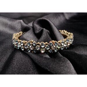 Rare Find SORRELLI Crystal Cuff Bracelet With Blue & Clear Rhinestones For Women